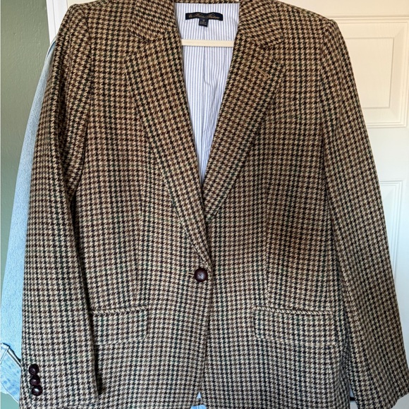 Women’s BROOKS BROTHERS SZ 12 Houndstooth Blazer with wooden buttons - Picture 5 of 5